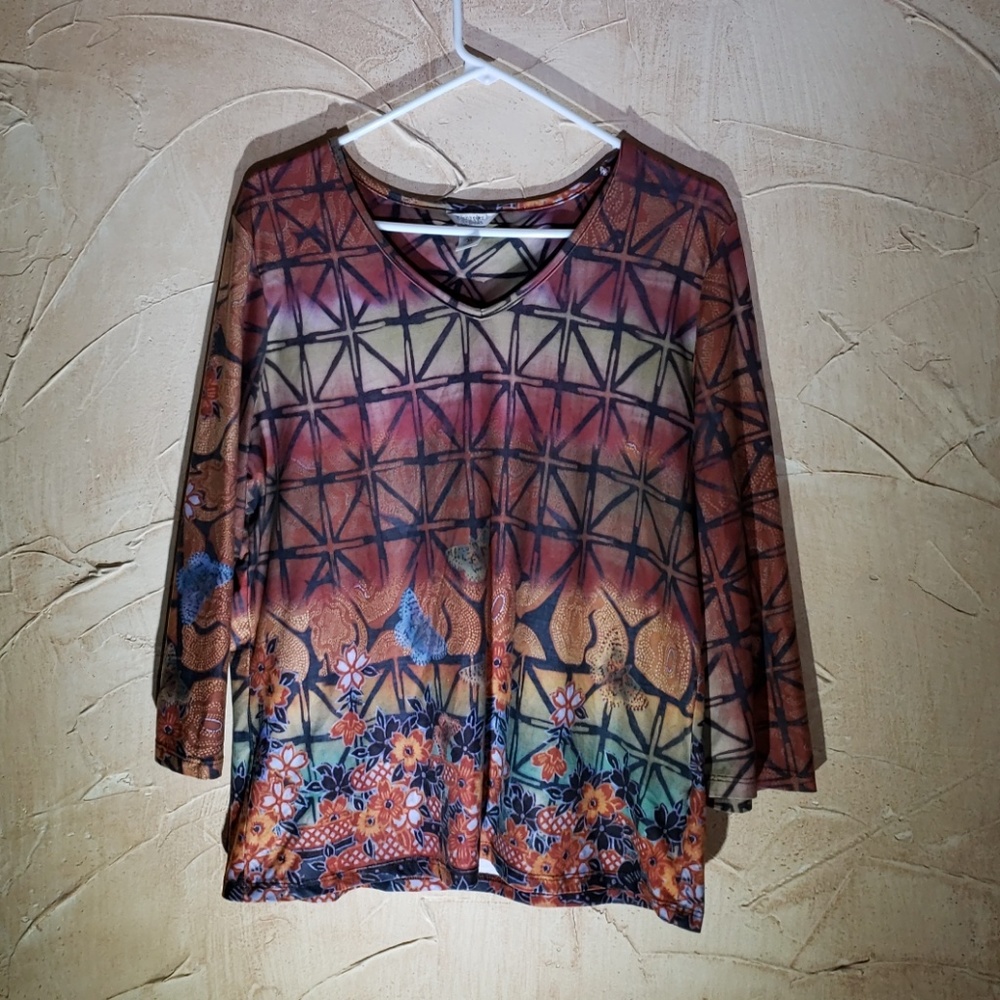 Christopher & Banks Colorful Top Blouse XL